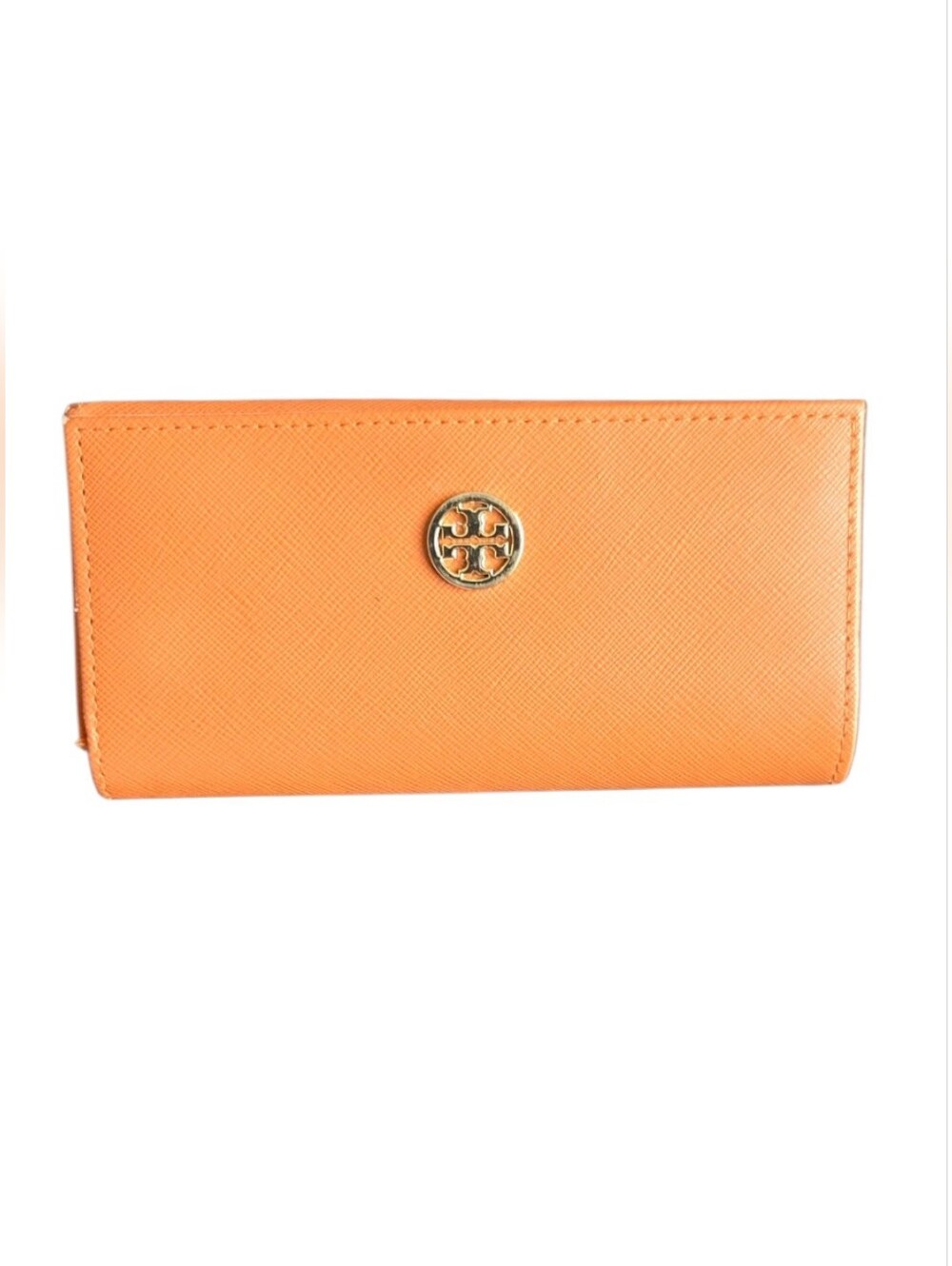 Tory Burch Saffiano Eyeglass Sunglasses Case Orange Gold